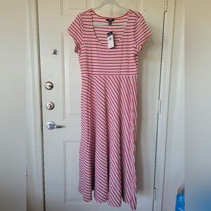 Chaps Denim  Womens Large Scoop Neck Striped Maxi Dress